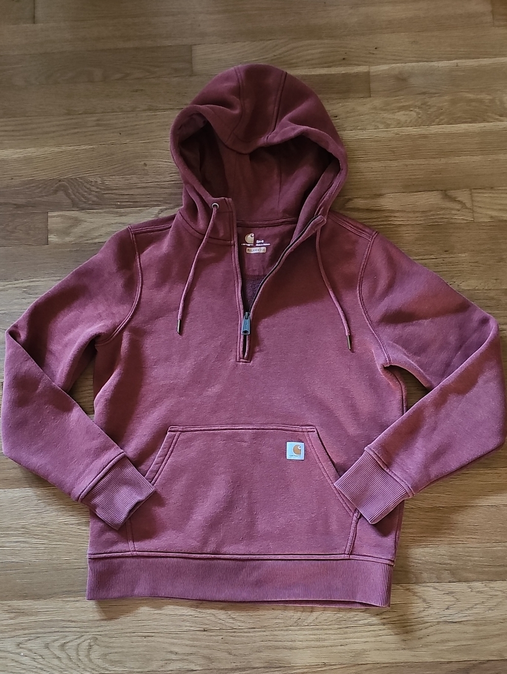 Carhartt 1/2 Zip Reddish Brown Pullover Relaxed Hoodie Sweatshirt Women's Small